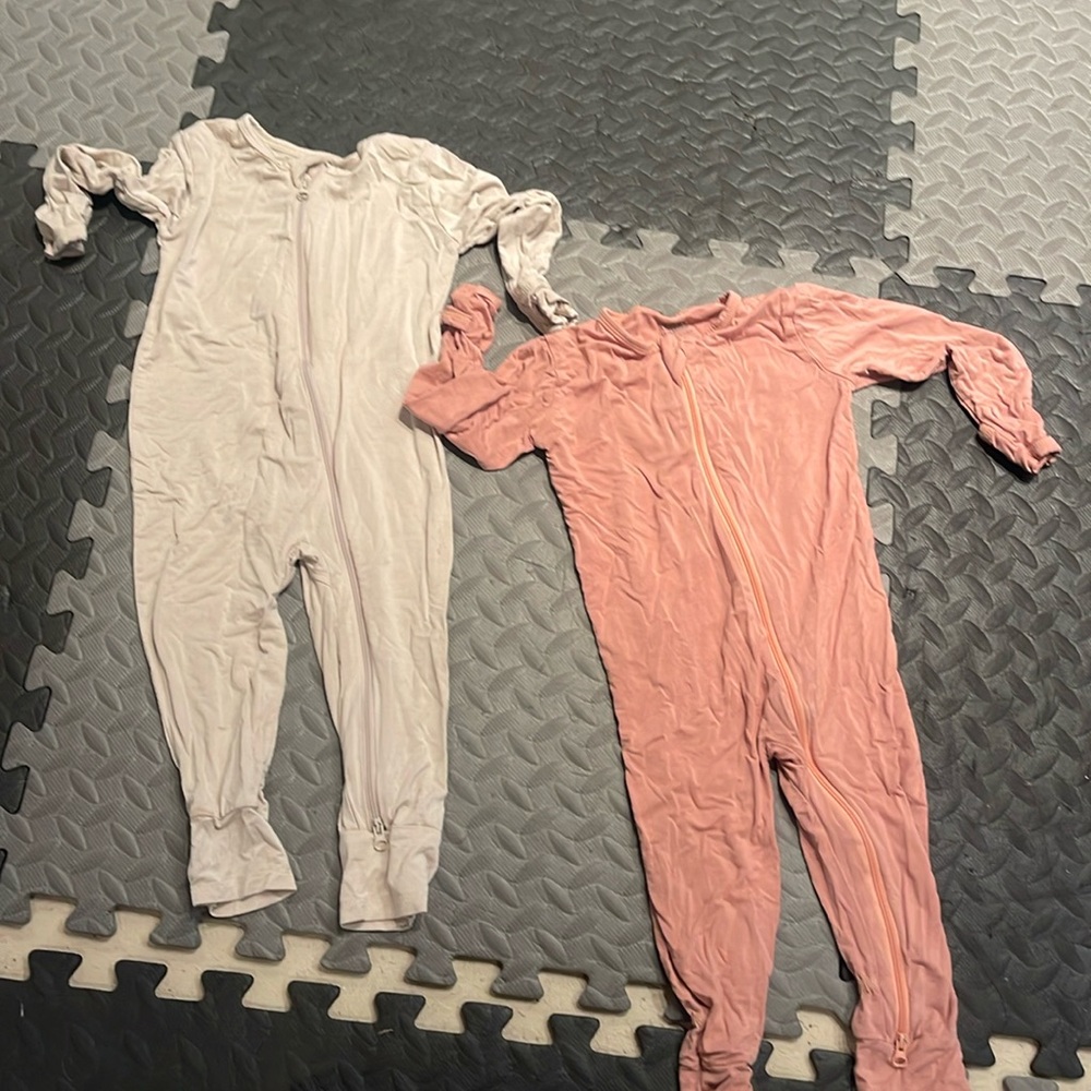 GUISBY Baby Footless Rompers, Rayon Pajamas 2 Way Zipper